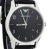 Emporio Armani Classic Quartz Black Dial Black Leather Strap Watch For Men - AR1865