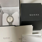 Gucci GG2570 Diamonds White Dial Silver Steel Strap Watch For Women - YA142403