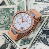 Michael Kors Parker Chronograph White Dial Tan Leather Strap Watch for Women - MK5633