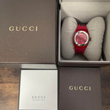 Gucci Sync Quartz Red Dial Red Rubber Strap Watch For Women - YA137303