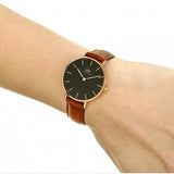 Daniel Wellington Petite St Mawes Black Dial Brown Leather Strap Watch For Women - DW00100169