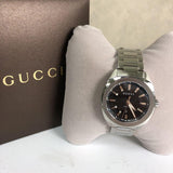 Gucci GG2570 Quartz Black Dial Silver Steel Strap Watch For Men - YA142401