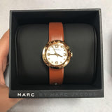 Marc Jacobs Amy White Dial Brown Leather Strap Watch for Women - MBM8574