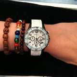 Marc Jacobs Rock Chronograph White Dial White Silicone Strap Watch for Women - MBM2574