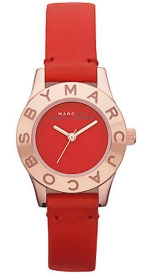 Marc Jacobs Blade Red Dial Red Leather Strap Watch for Women - MBM1210