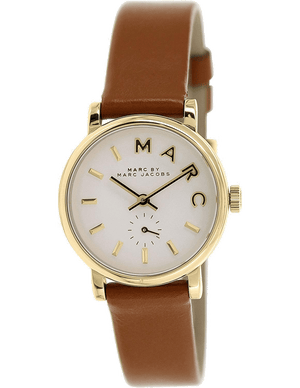 Marc Jacobs Baker White Dial Brown Leather Strap Watch for Women - MBM1317