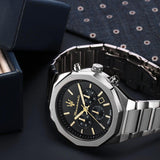 Maserati Stile Chronograph Black Dial Silver Steel Strap Watch For Men - R8873642010