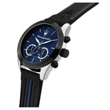 Maserati Traguardo Chronograph Blue Dial Black Silicone Strap Watch For Men - R8871612044
