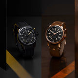 Maurice Lacroix Pontos S Diver Automatic Black Dial Brown Leather Strap Watch For Men - PT6248-BRZ01-330-2