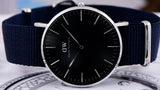 Daniel Wellington Classic Bayswater Black Dial Black NATO Strap Watch For Women - DW00100282