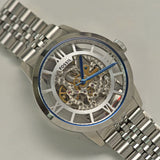 Fossil Townsman Automatic Skeleton Silver Dial Silver Steel Strap Watch for Men - ME3044