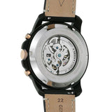 Fossil Grant Sport Automatic Skeleton Black Dial Black Leather Strap Watch for Men - ME3138