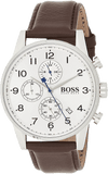 Hugo Boss Navigator White Dial Brown Leather Strap Watch for Men - 1513495