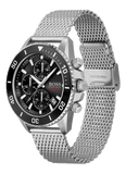 Hugo Boss Ocean Edition Black Dial Silver Mesh Bracelet Watch for Men - 1513701