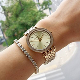 Michael Kors Darci Silver Dial Gold Stainless Steel Strap Watch for Women - MK3191
