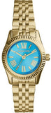 Michael Kors Lexington Quartz Blue Dial Gold Steel Strap Watch For Women - MK3271