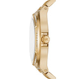 Michael Kors Lennox Three Hand Crystals White Dial Gold Steel Strap Watch For Women - MK6991