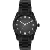 Michael Kors Lexington Lux Black Dial Black Steel Strap Watch For Women - MK7442