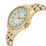 Michael Kors Mini Pilot Quartz Gold Dial Gold Steel Strap Watch For Women - MK7366