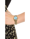 Michael Kors Lexington Quartz Blue Dial Gold Steel Strap Watch For Women - MK3271