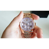 Michael Kors Lexington Purple Dial Rose Gold Steel Strap Watch For Women - MK6207