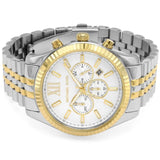 Michael Kors Lexington Silver Dial Two Tone Steel Strap Watch for Men - MK8344