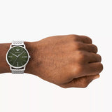 Emporio Armani Minimalist Green Dial Silver Steel Strap Watch for Men - AR11644