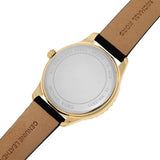 Michael Kors Layton Three Hand Mother of Pearl Black Dial Black Leather Strap Watch For Women - MK2911