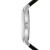 Michael Kors Tibby Chronograph Black Dial Black Leather Strap Watch For Women - MK2976