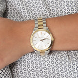 Michael Kors Runway Slim Silver Dial Two Tone Stainless Steel Strap Watch for Women - MK3198