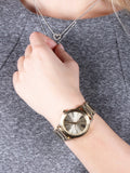 Michael Kors Hartman Quartz Gold Dial Gold Steel Strap Watch For Women - MK3490