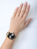 Michael Kors Hartman Analog Quartz Black Dial Gold Steel Strap Watch For Women - MK3647