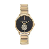 Michael Kors Portia Black Dial Gold Steel Strap Watch for Women - MK3788