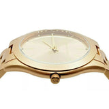 Michael Kors Slim Runway Quartz Gold Dial Gold Steel Strap Watch For Women - MK4501