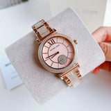 Michael Kors Abbey Three-Hand Analog Crystals Rose Gold Dial Rose Gold Steel Strap Watch for Women - MK4617