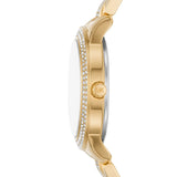 Michael Kors Tibby Multifunction Analog Black Dial Gold Steel Strap Watch for Women - MK4684