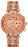 Michael Kors Uptown Glam Parker Chronograph Rose Gold Dial Steel Strap Watch for Women - MK5663