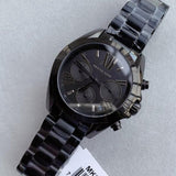 Michael Kors Bradshaw Chronograph Black Dial Black Steel Strap Watch For Women - MK6058