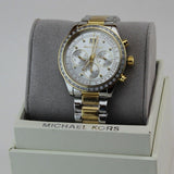 Michael Kors Brinkley Chronograph Silver Dial Two Tone Steel Strap Watch for Women - MK6188
