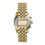 Michael Kors Lexington Chronograph Blue Dial Gold Steel Strap Watch For Women - MK6206