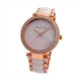 Michael Kors Parker Mother of Pearl Pink Dial Two Tone Steel Strap Watch for Women - MK6402