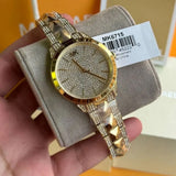 Michael Kors Runway Mercer Crystals Silver Dial Gold Steel Strap Watch For Women - MK6715
