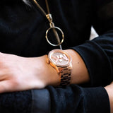 Michael Kors Ritz Analog Crystals Silver Dial Rose Gold Steel Strap Watch for Women - MK6863