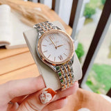 Michael Kors Mindy Three Hand White Dial Two Tone Steel Strap Watch For Women - MK7077