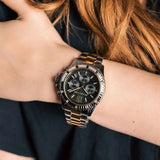 Michael Kors Everest Chronograph Black Dial Two Tone Steel Strap Watch For Women - MK7209