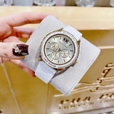 Michael Kors Jessa Quartz Gold Dial White Silicone Strap Watch For Women - MK7267