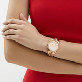 Michael Kors Ritz Chronograph Rose Gold Dial Rose Gold Steel Strap Watch For Women - MK7302