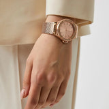 Michael Kors Lennox Three Hand Rose Gold Dial Rose Gold Mesh Strap Watch For Women - MK7336