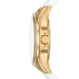 Michael Kors Mini Pilot Quartz Silver Dial White Silicone Strap Watch For Women - MK7372