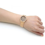 Michael Kors Lennox Three Hand Black Dial Gold Steel Strap Watch For Women - MK7394